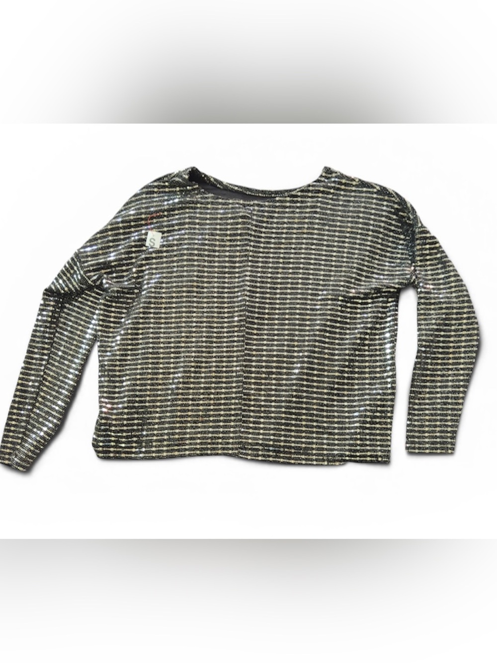 Striped Long Sleeve Knit Top in Black and Cream
